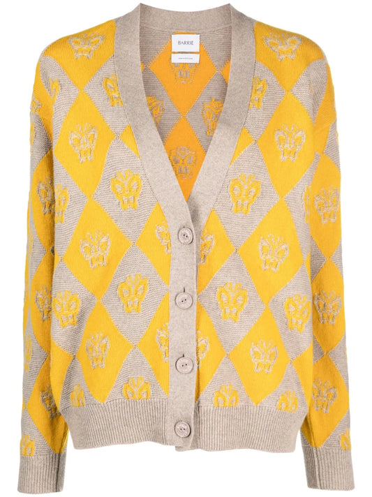 V-Neck Intarsia-Knit Cardigan