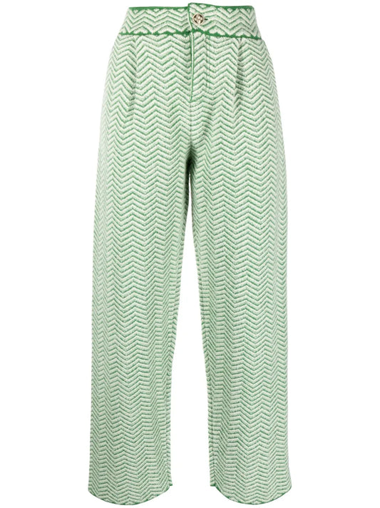 Chevron-Knit Pleated Trousers