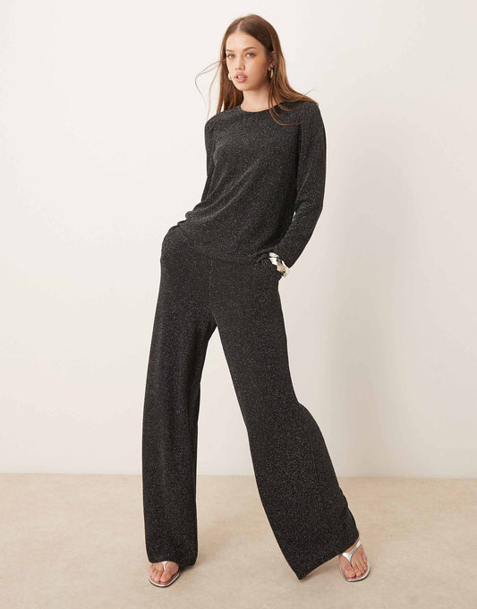High Waisted Glitter Trouser Co-Ord