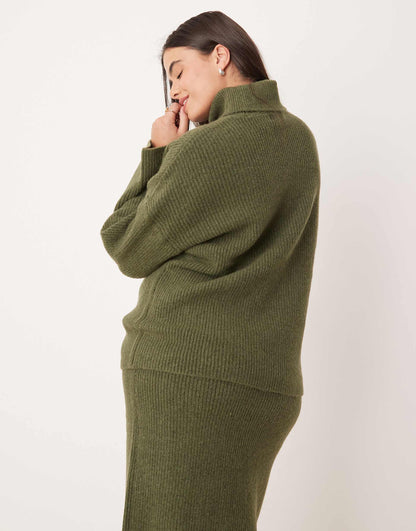 Curve Roll Neck Knitted Jumper Co-Ord