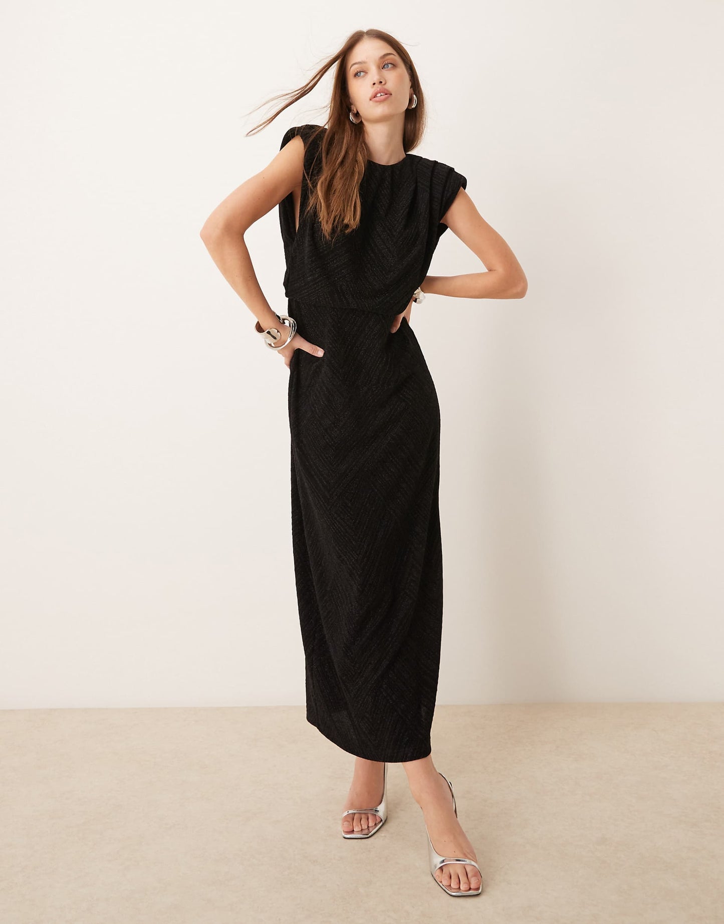 Reversible Maxi Dress With Padded Shoulders