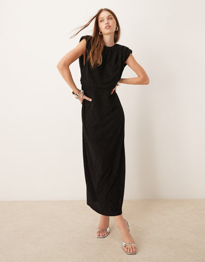 Reversible Maxi Dress With Padded Shoulders