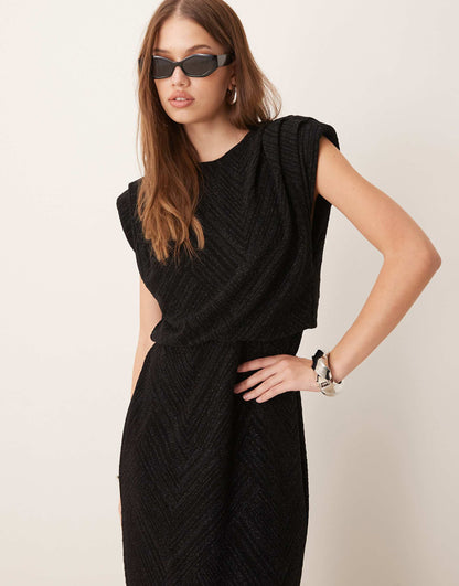 Reversible Maxi Dress With Padded Shoulders