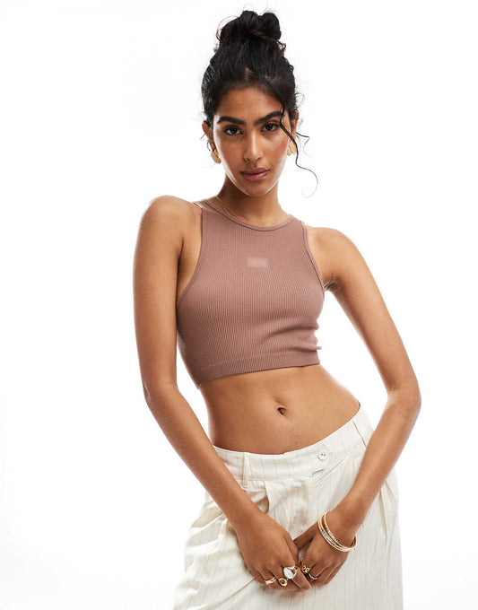 Ribbed Base Racer Crop Top