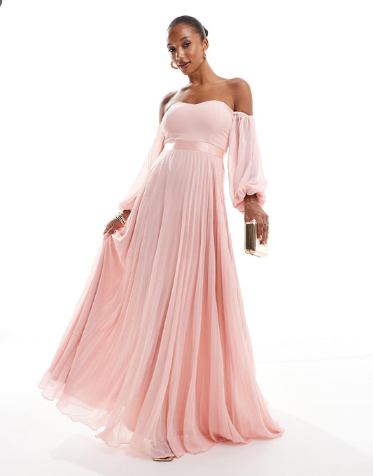 Goddiva Chiffon Pleated Maxi