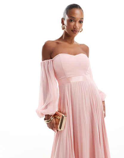 Goddiva Chiffon Pleated Maxi