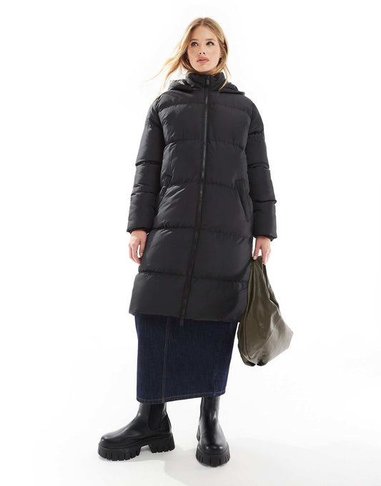 Longline Puffer Coat With Hood