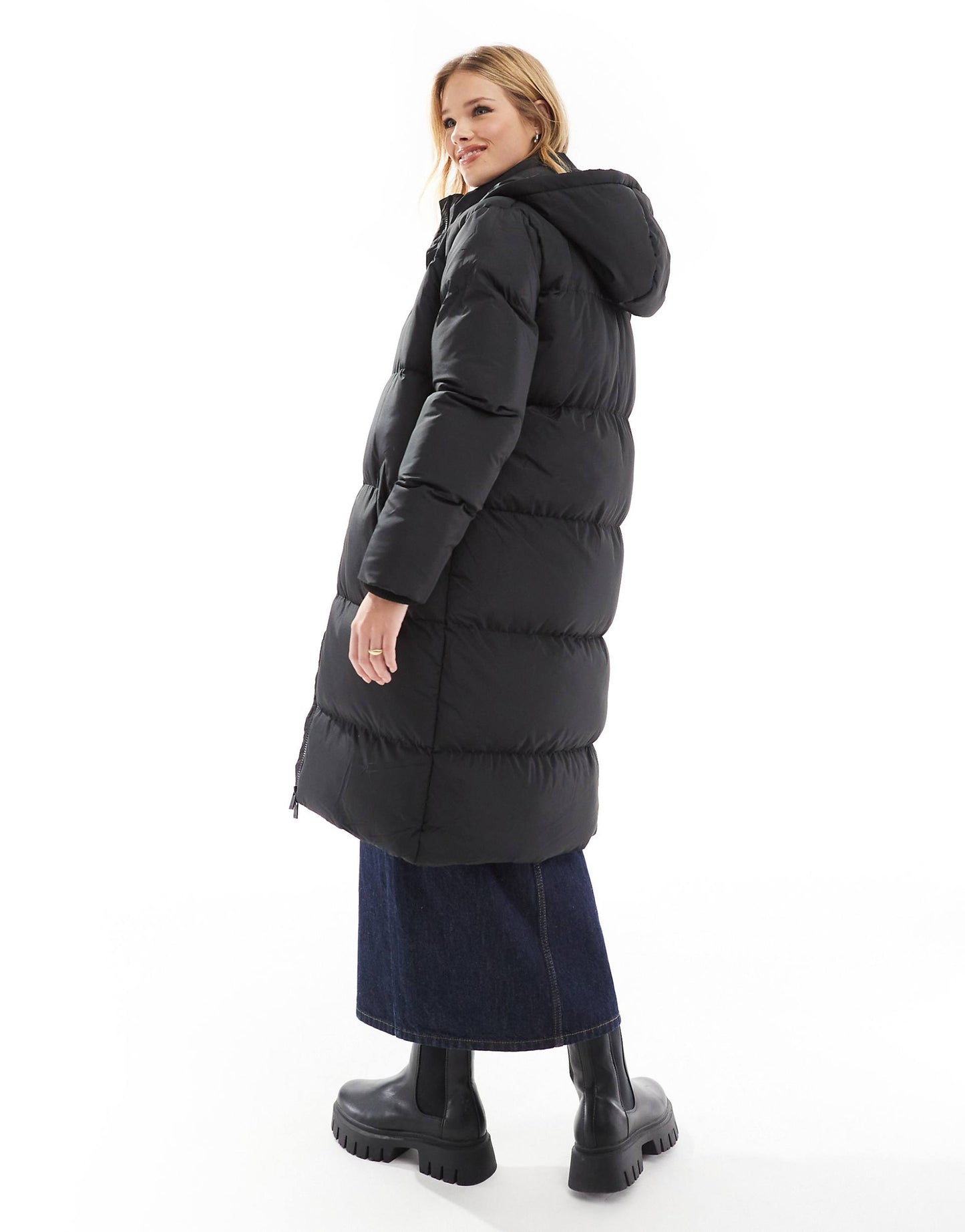 Longline Puffer Coat With Hood
