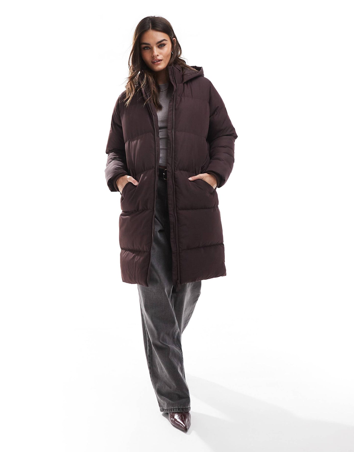 Longline Puffer Coat With Hood