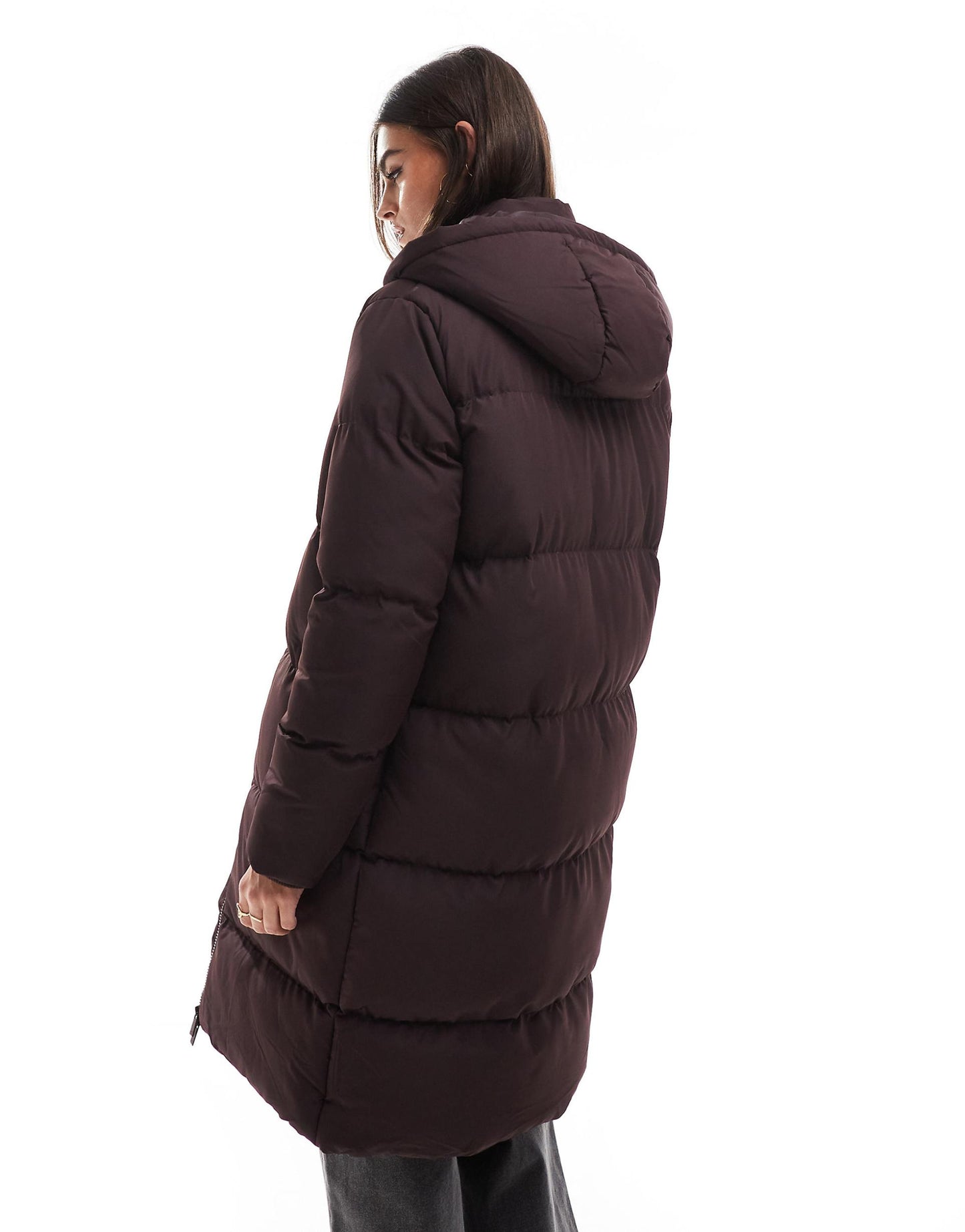 Longline Puffer Coat With Hood