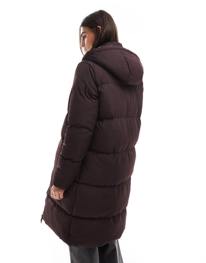 Longline Puffer Coat With Hood