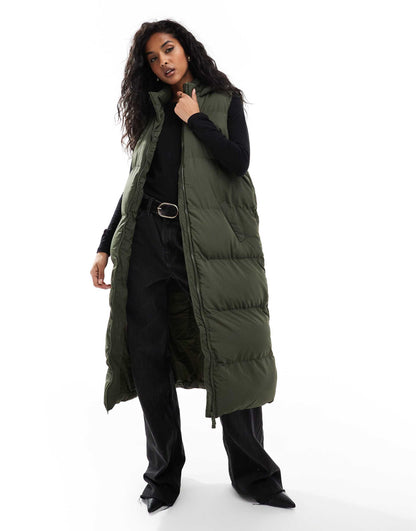 Longline Puffer Gilet With Hood
