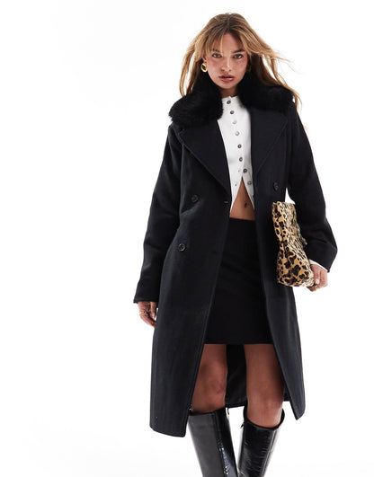 Faux Fur Trim Coat