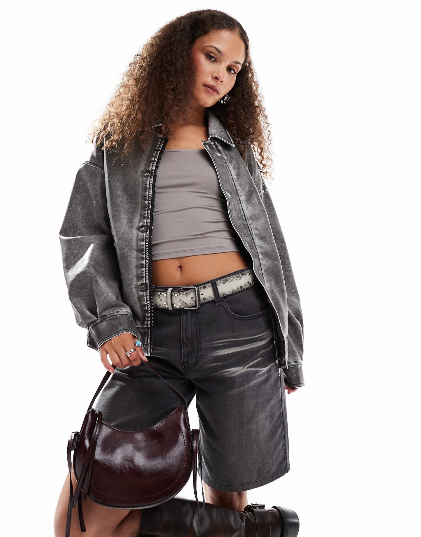 Leather Look Bomber Jacket
