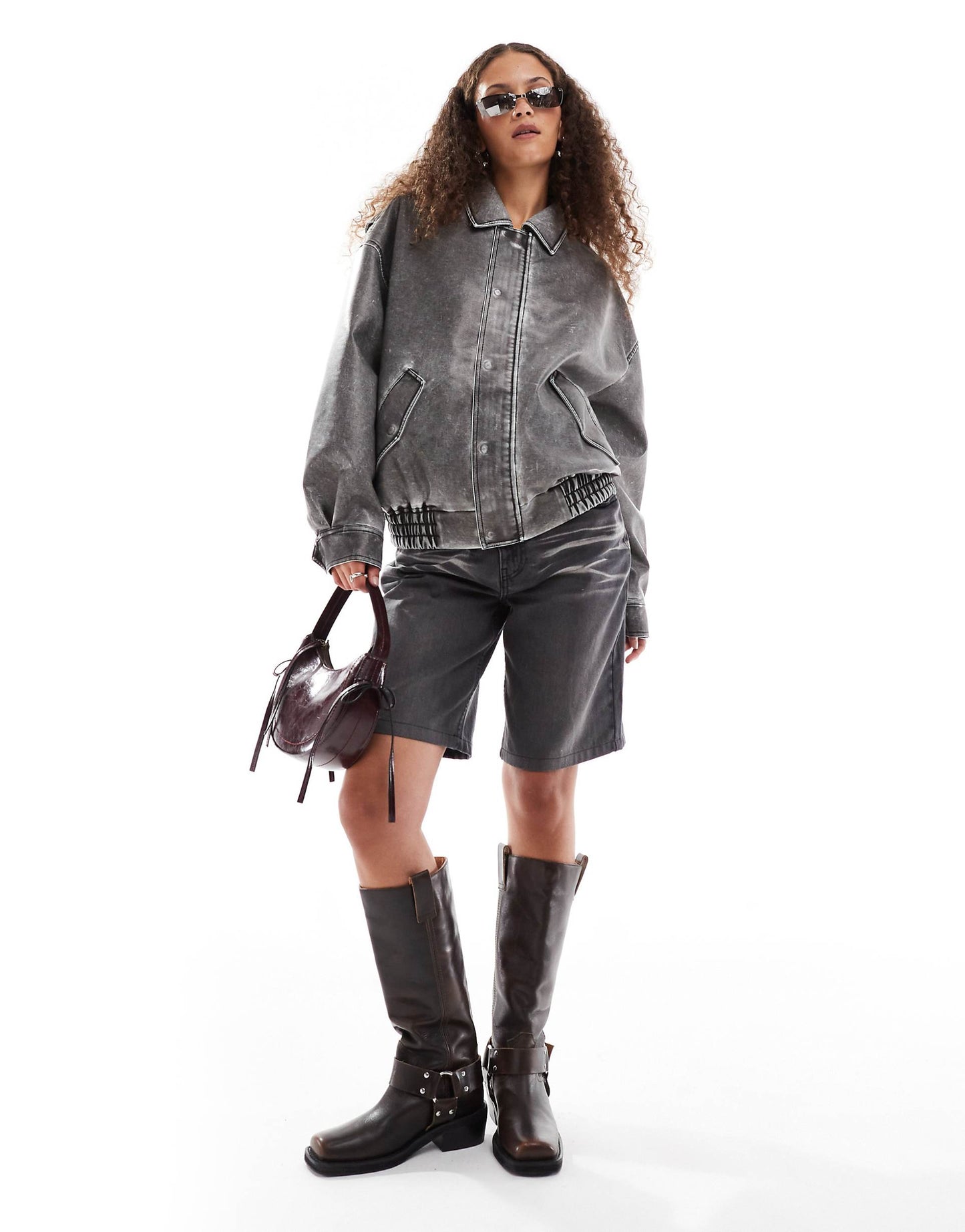 Leather Look Bomber Jacket