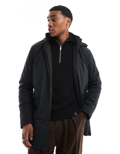 Lined Mac Jacket With Hood