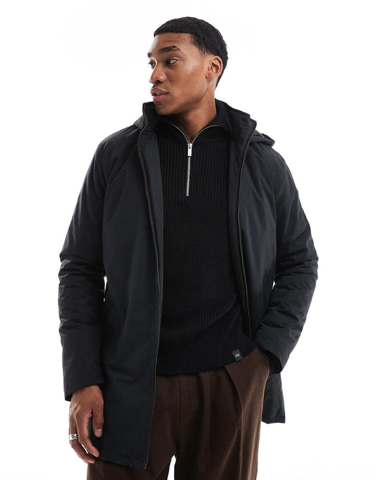 Lined Mac Jacket With Hood