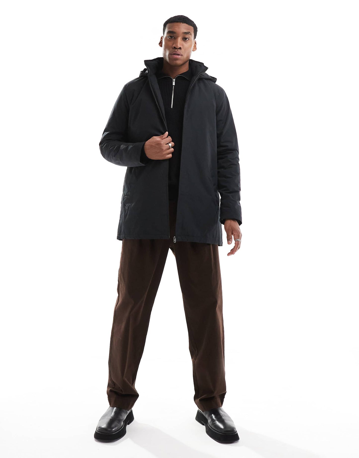 Lined Mac Jacket With Hood