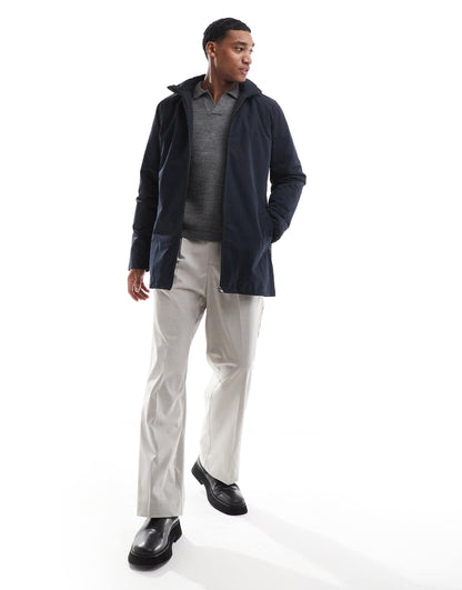 Lined Mac Jacket With Hood