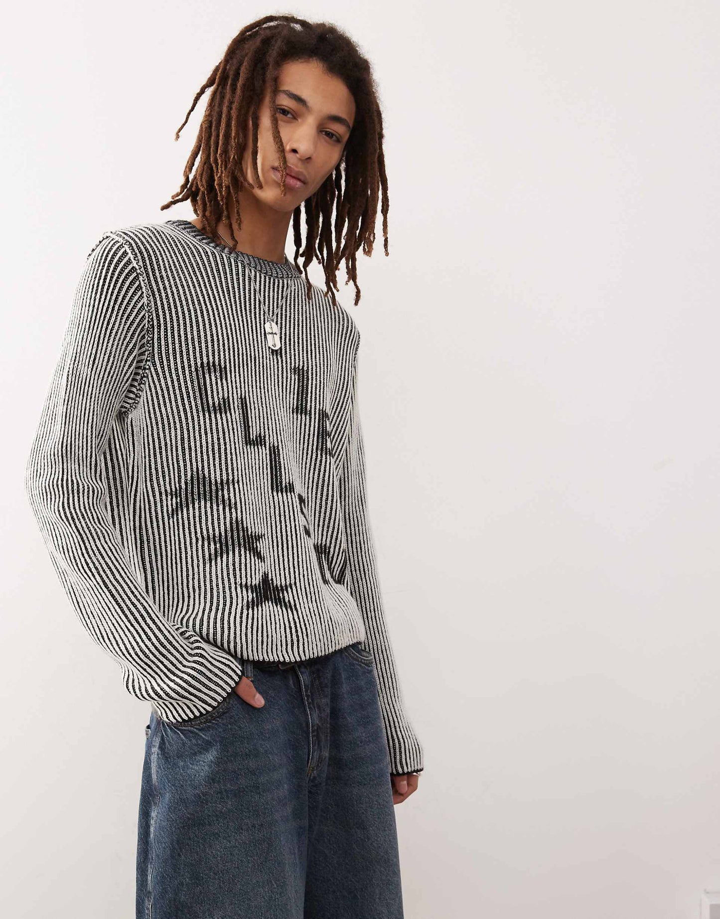 Crew Neck Jumper With Petrol Print