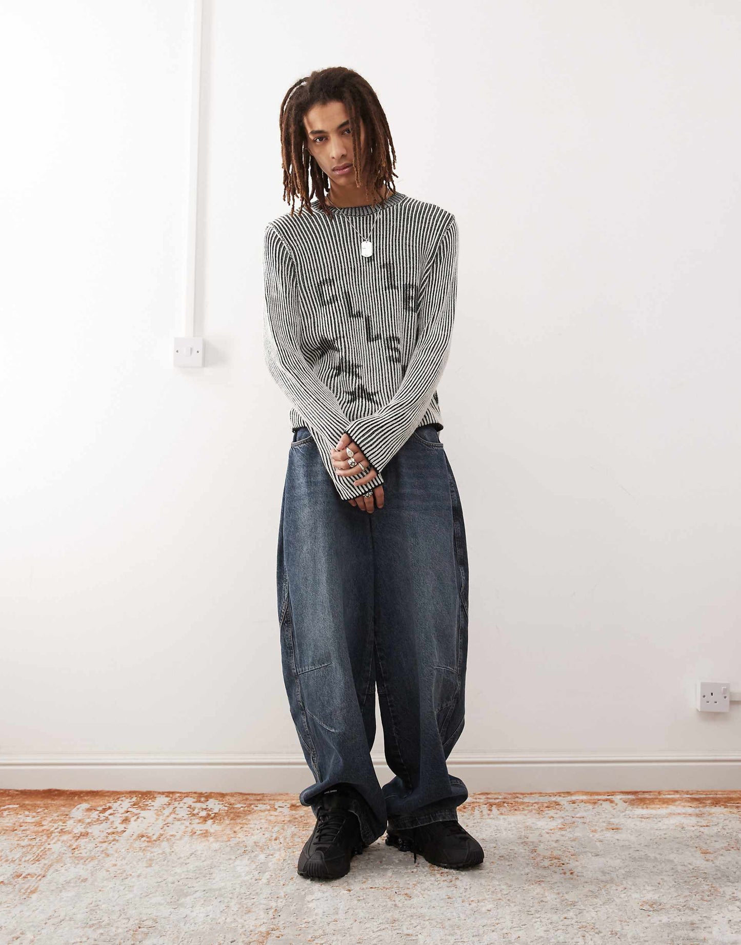 Crew Neck Jumper With Petrol Print