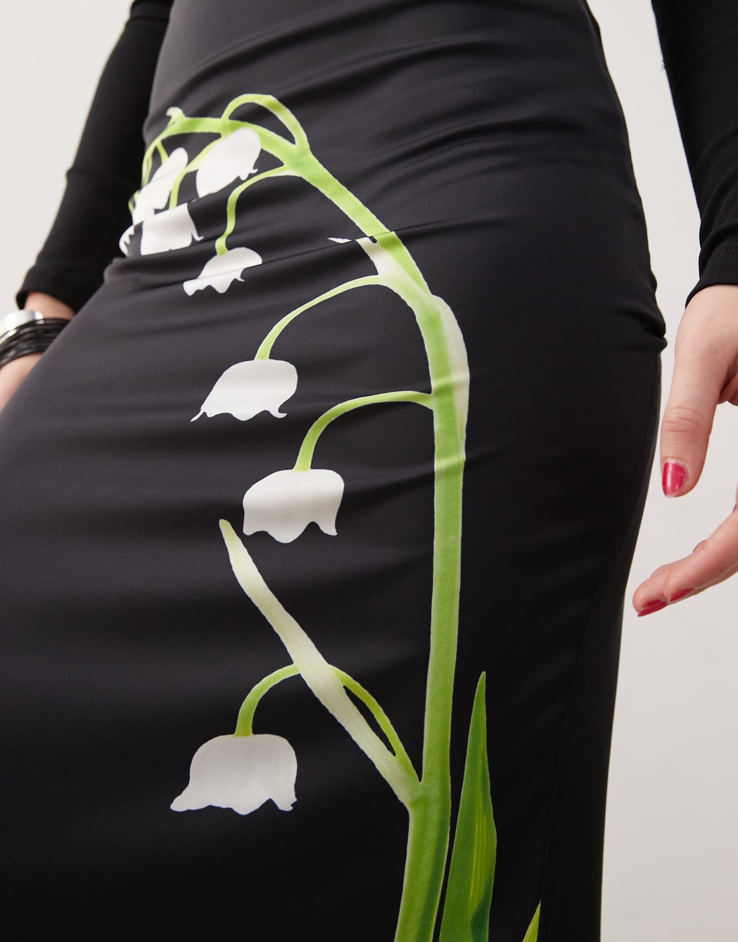 Lily Of The Valley Satin Midi Skirt