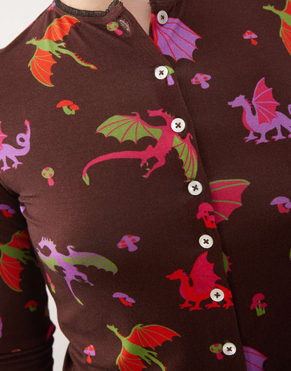 Dragon Print Button Through Cardigan