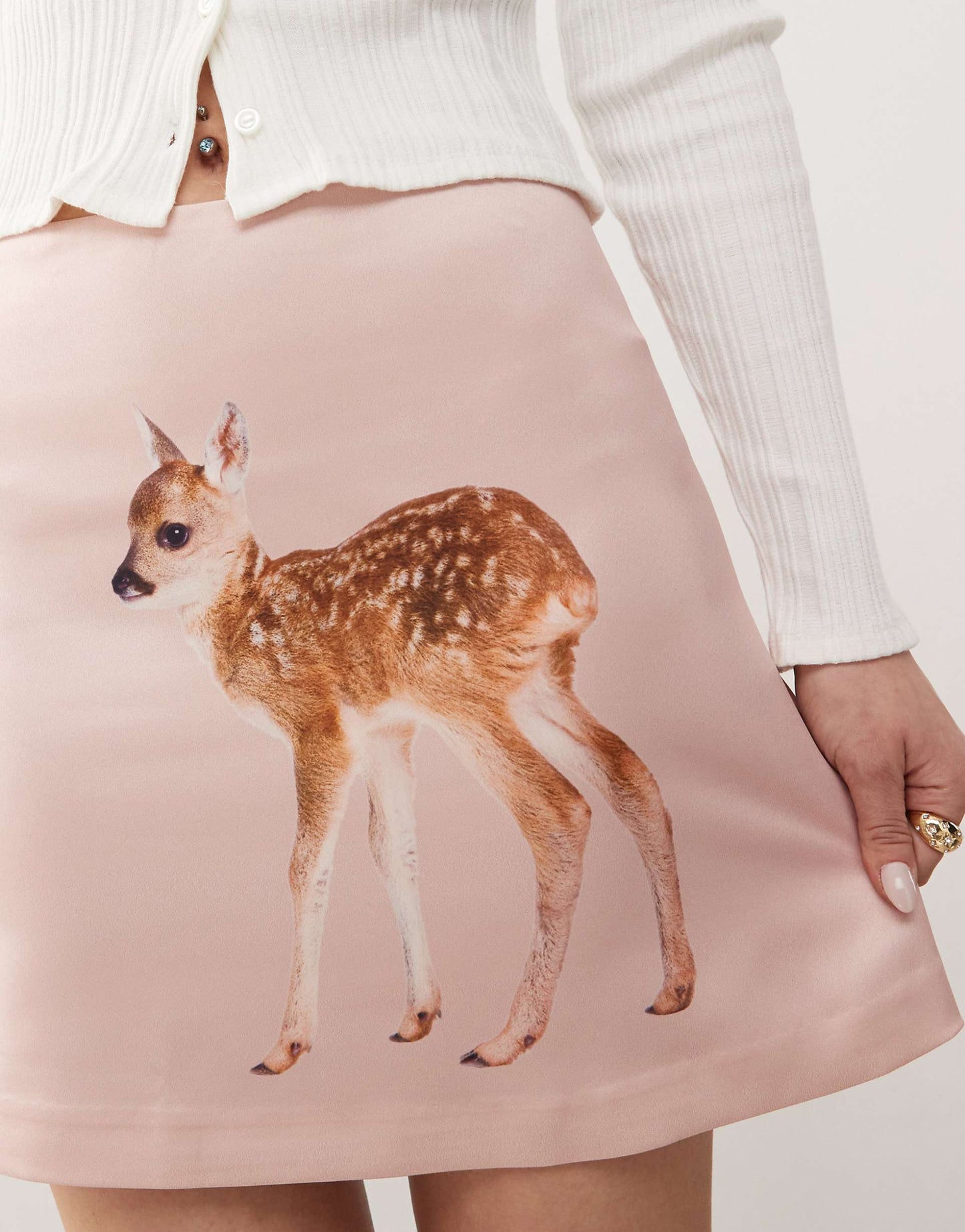Fawn Motif A-Line Mini Skirt