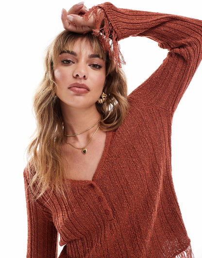 Fringe Button Jumper