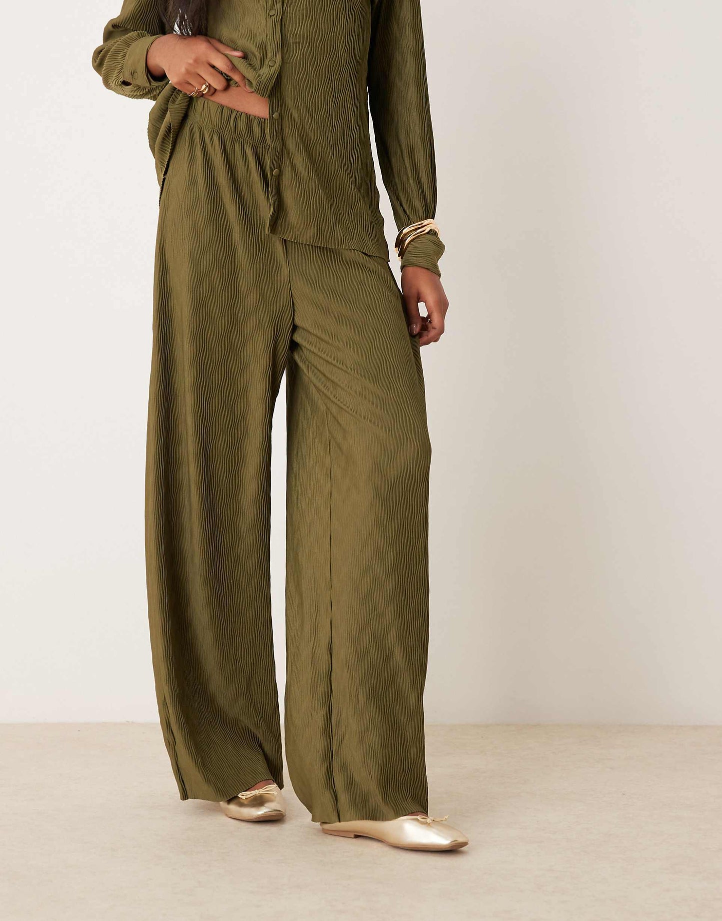 Plisse Wide Leg Trouser Co-Ord