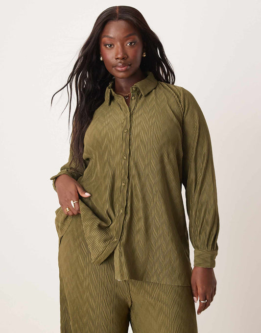 Curve Plisse Shirt Co-Ord