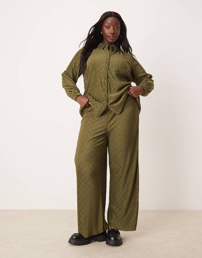 Curve Plisse Wide Leg Trouser Co-Ord