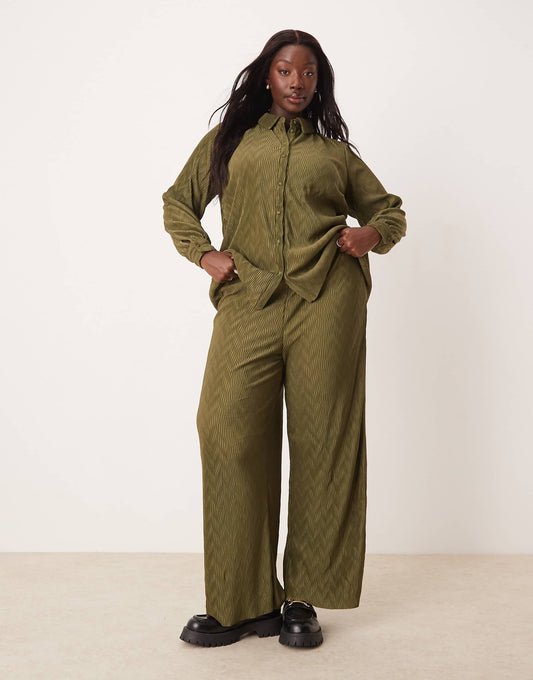 Curve Plisse Wide Leg Trouser Co-Ord