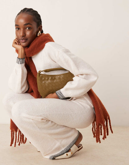 Knitted Oversized Jumper Co-Ord With Contrast Stitch