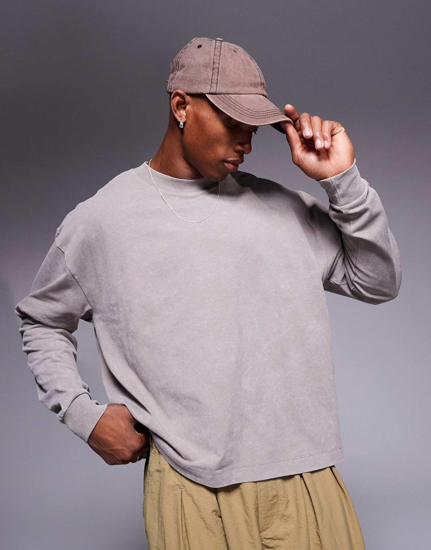 Oversized Boxy Long Sleeve Acid Wash T-Shirt