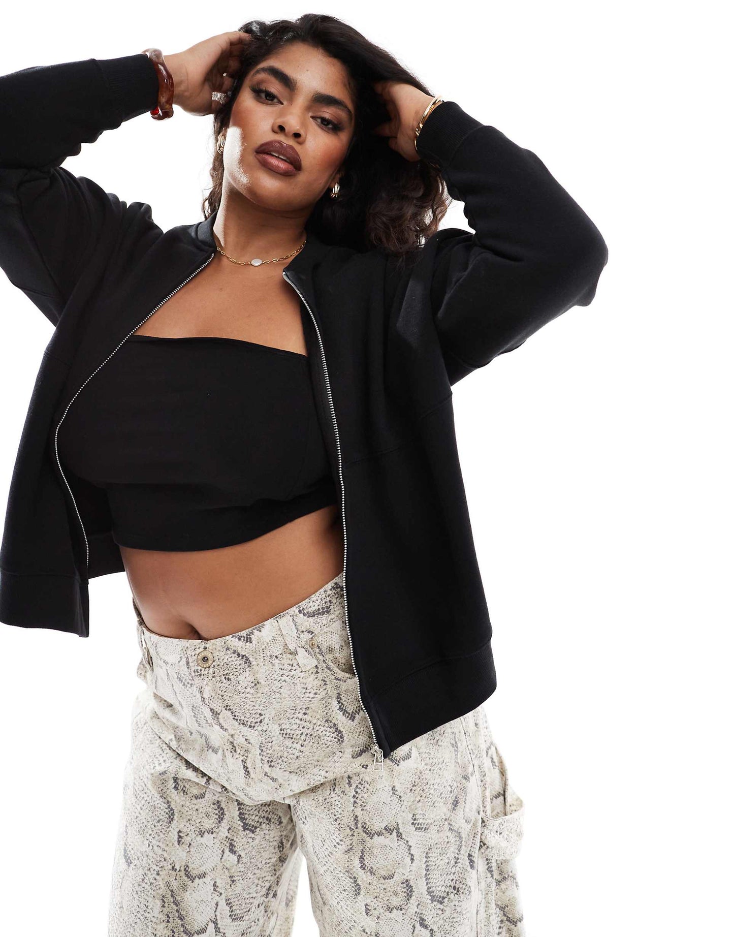 Oversized Jersey Bomber Jacket