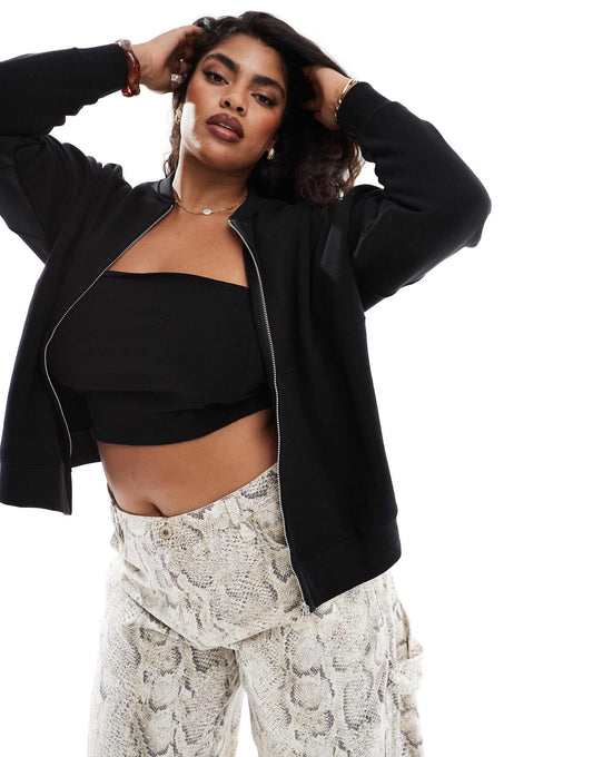 Oversized Jersey Bomber Jacket