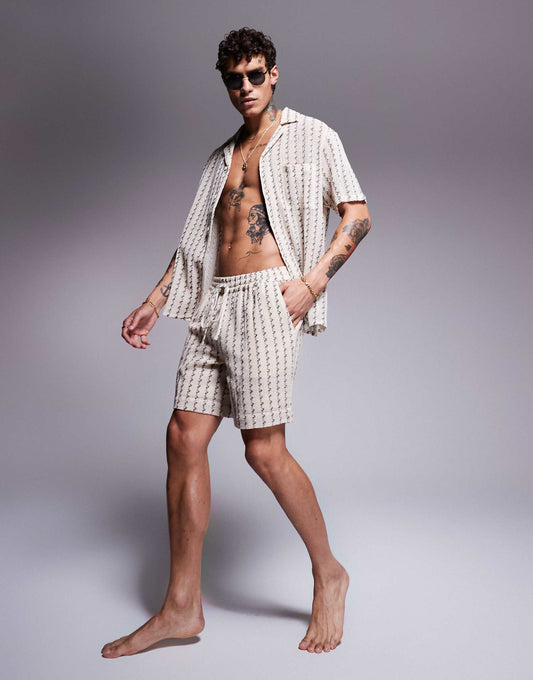 Mono Stripe Textured Knit Short