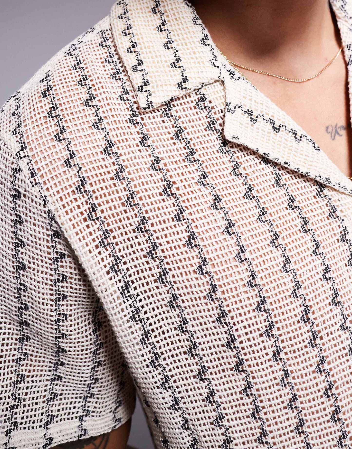 Mono Stripe Textured Knit Shirt