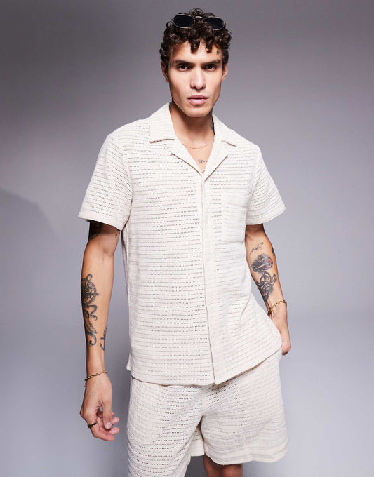 Textured Knit Beach Shirt