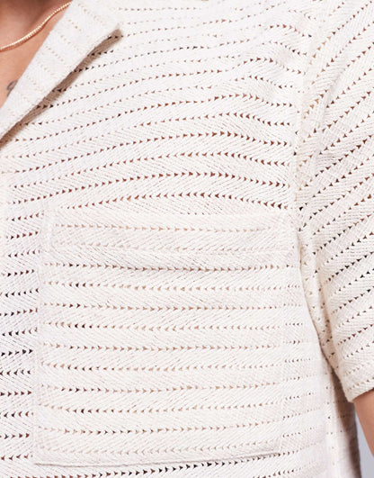 Textured Knit Beach Shirt