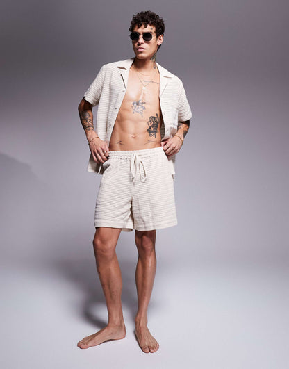 Textured Knit Beach Shorts