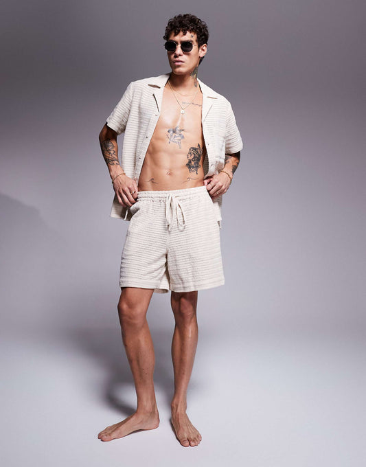 Textured Knit Beach Shorts