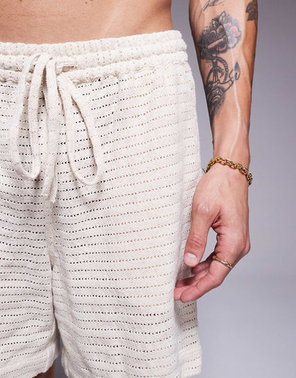 Textured Knit Beach Shorts