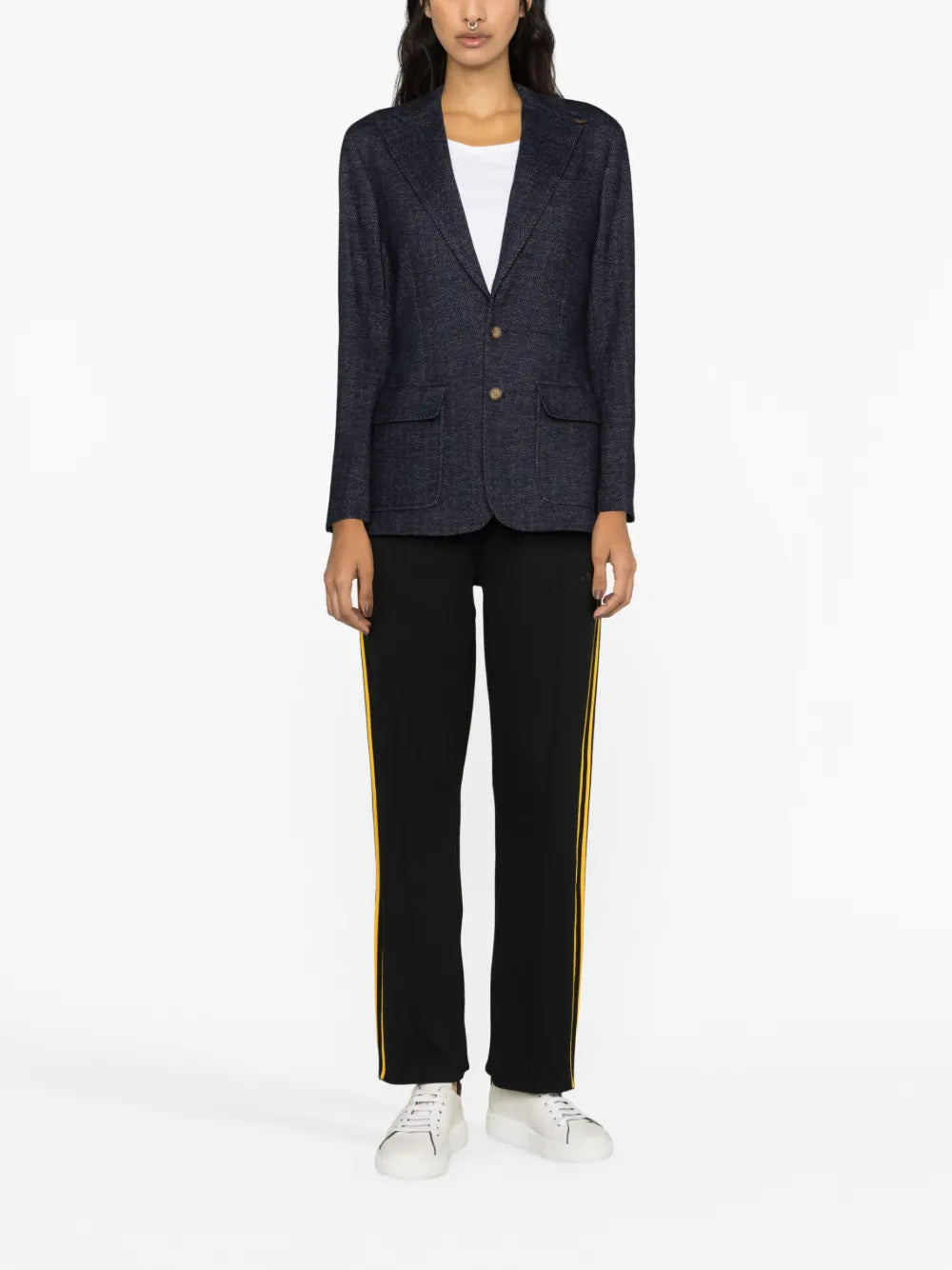 Wool Cotton-Blend Herringbone Blazer