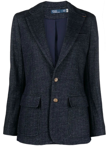 Wool Cotton-Blend Herringbone Blazer