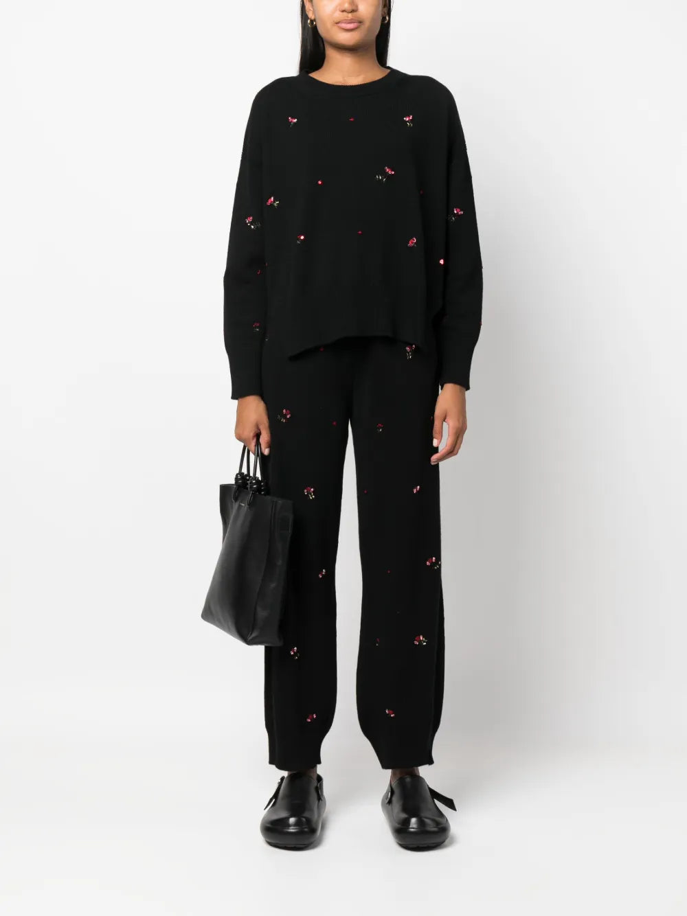 Floral-Embroidery Cashmere Jumper