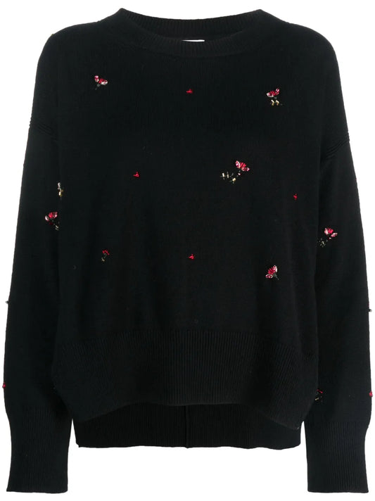 Floral-Embroidery Cashmere Jumper