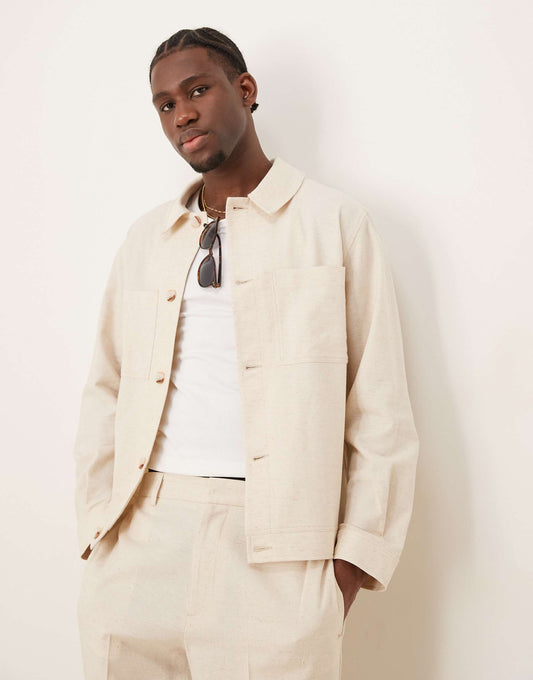 Smart Co-Ord Shacket With Linen