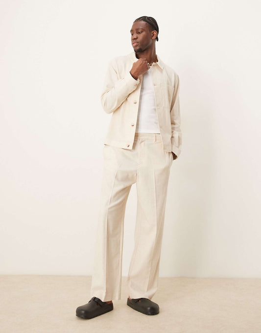 Smart Co-Ord Wide Leg Trousers With Linen
